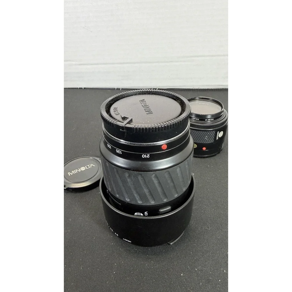 Minolta Maxxum AF Lens Bundle - 50mm Prime & 70-210mm f4 Beercan Zoom Set Hood